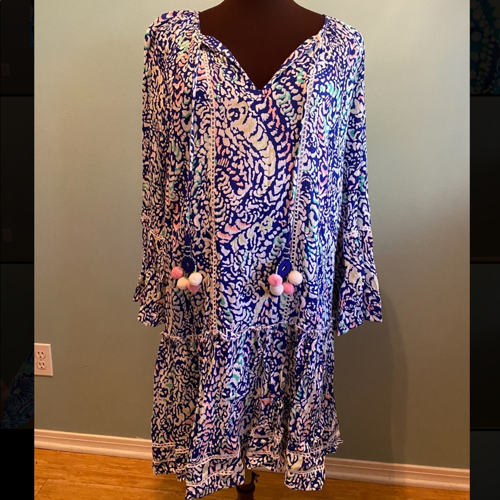 Lilly Pulitzer boho tassel tie dress, M, EUC